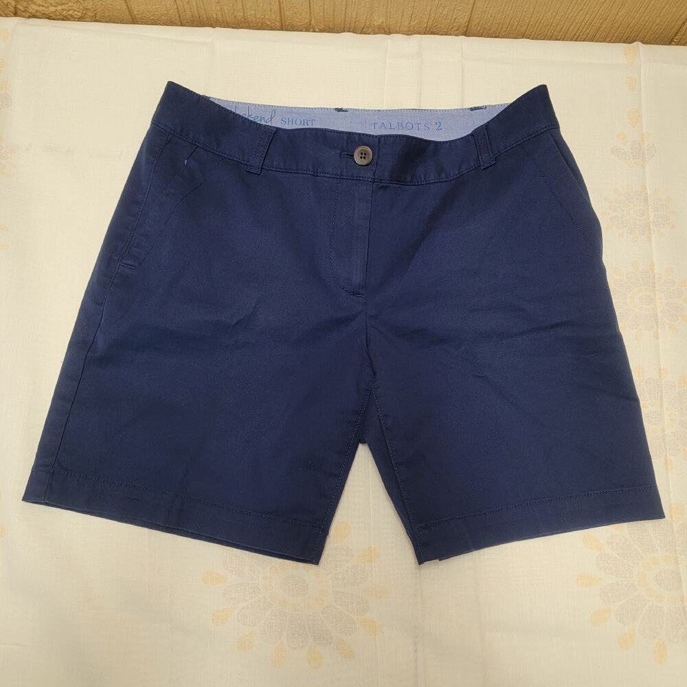 Talbots Womens Casual Shorts Navy 30" Waist Flat Front Mid-Rise